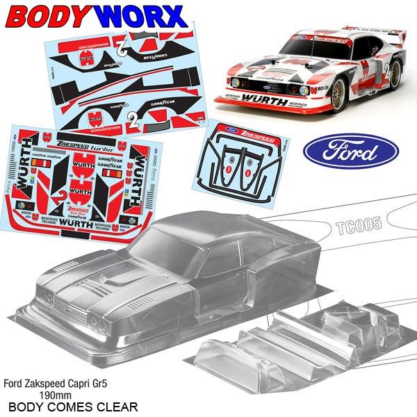 BODYWORX Ford Capri Zakspeed 1/10th 190mm Clear Body