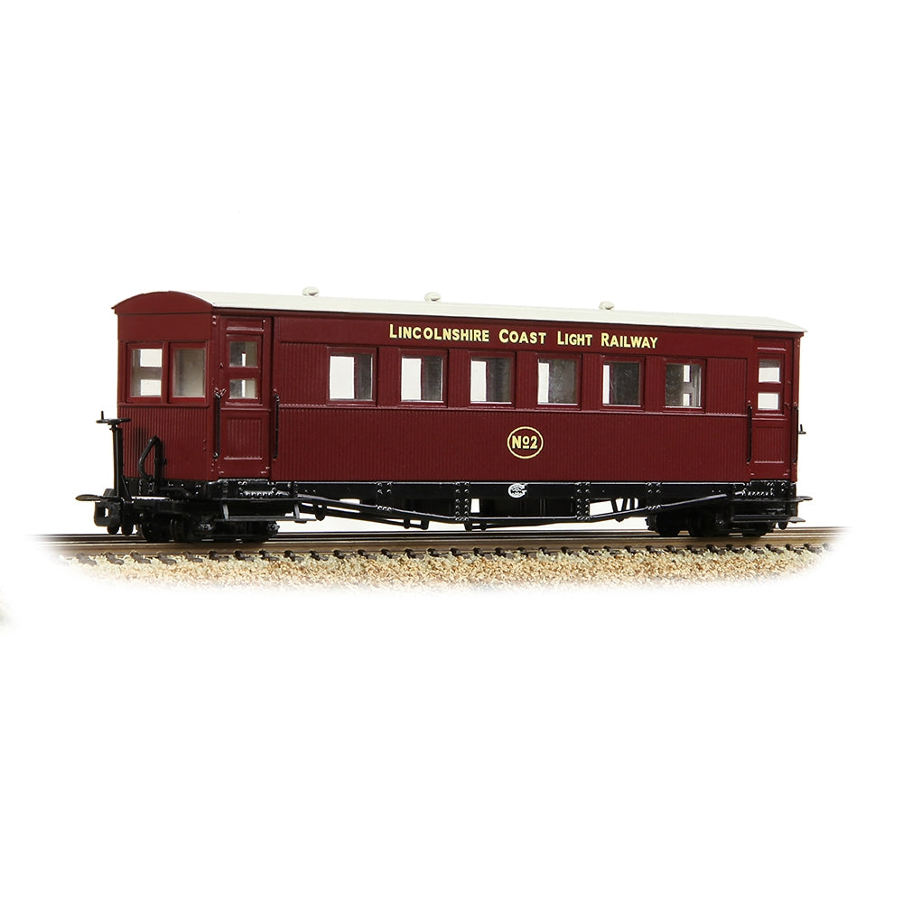 BACHMANN NARROW GAUGE OO9 #4 Gloucester Bogie Coach Lincolnshire Coast L.R. Maroon