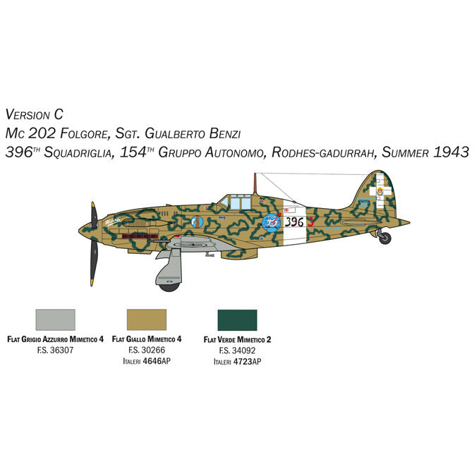 ITALERI 1/72 MC.202 Folgore with Super Decal Sheet