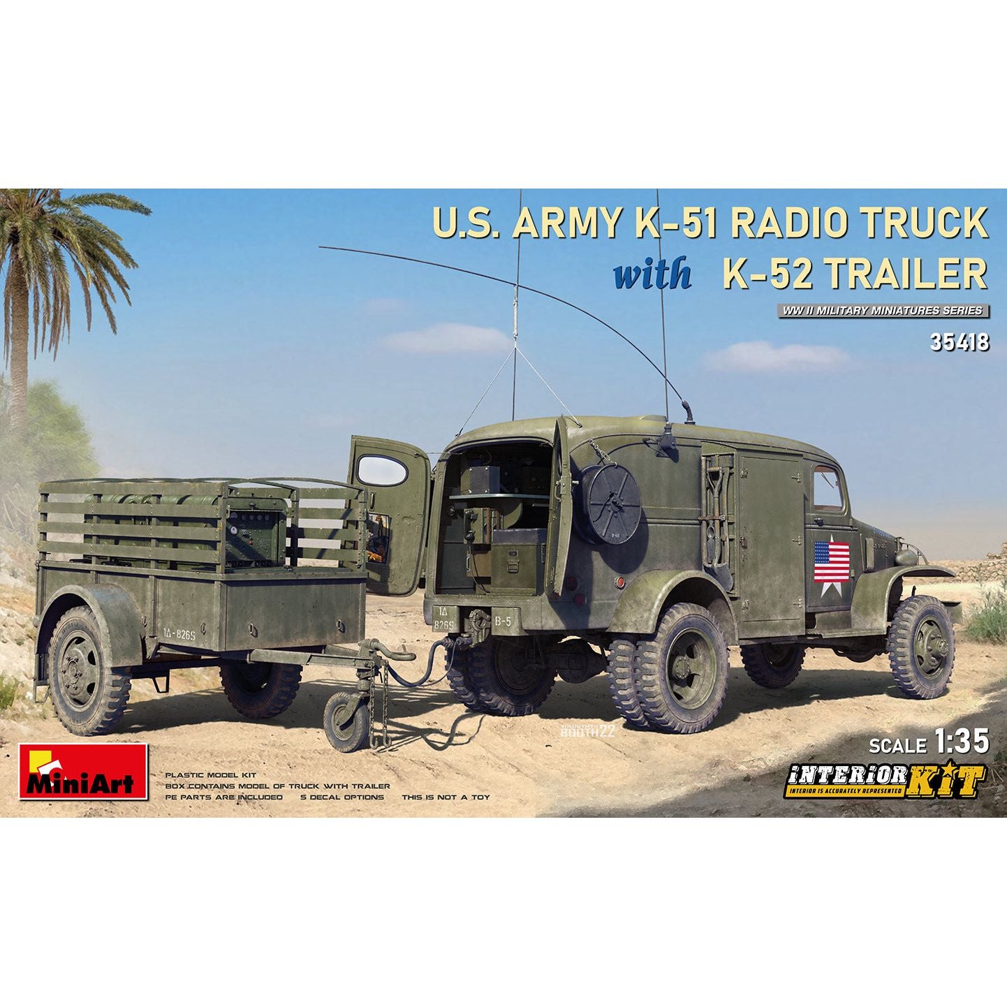 MINIART 1/35 US Army K-51 Radio Truck with K-52 Trailer Interior Kit