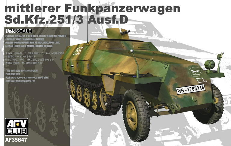 AFV Club 1/35 German Mittlerer Funkpanzerwagen Sd.Kfz.25 Ausf.D Comm Veh Plastic Model Kit [AF35S47]