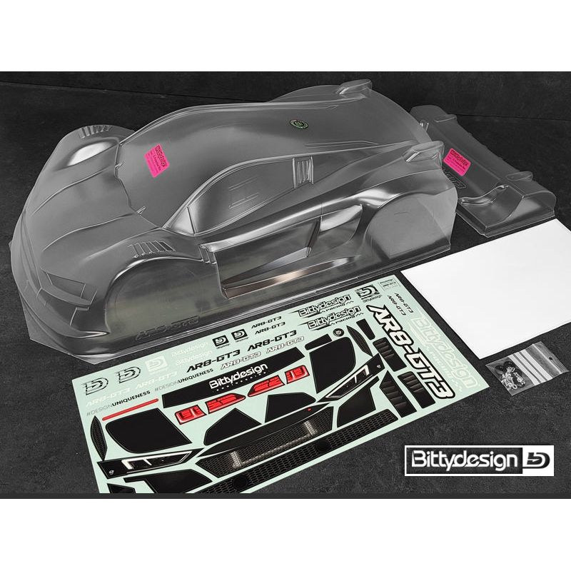 BITTYDESIGN AR8-GT3 1/8 GT Clear Body 325mm, Short Wheelbase (SWB), 1mm Thick Light Weight