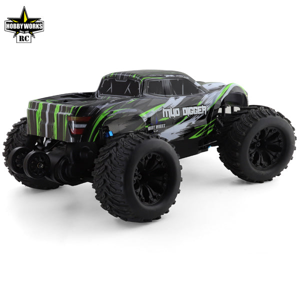 HOBBYWORKS Mud Digger V2 1/10 Brushed RC Monster Truck Green