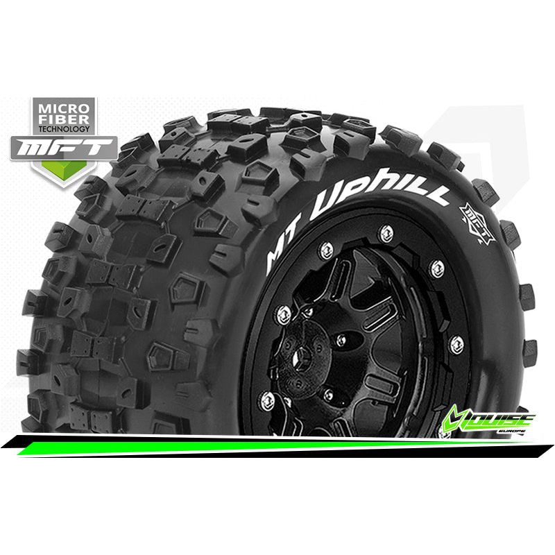 LOUISE MFT Maxx MT-Uphill Monster Truck Tyre Soft / 1/2 Offset Bead-Lock Black Rim Hex 17mm / Mounted