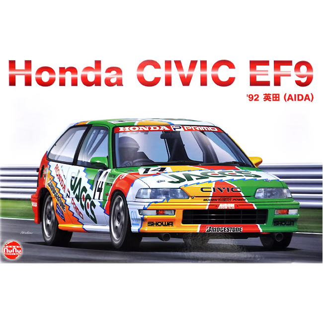 NuNu 1/24 Honda Civic EF9 1992 JTC (AIDA) Plastic Model Kit [24021]