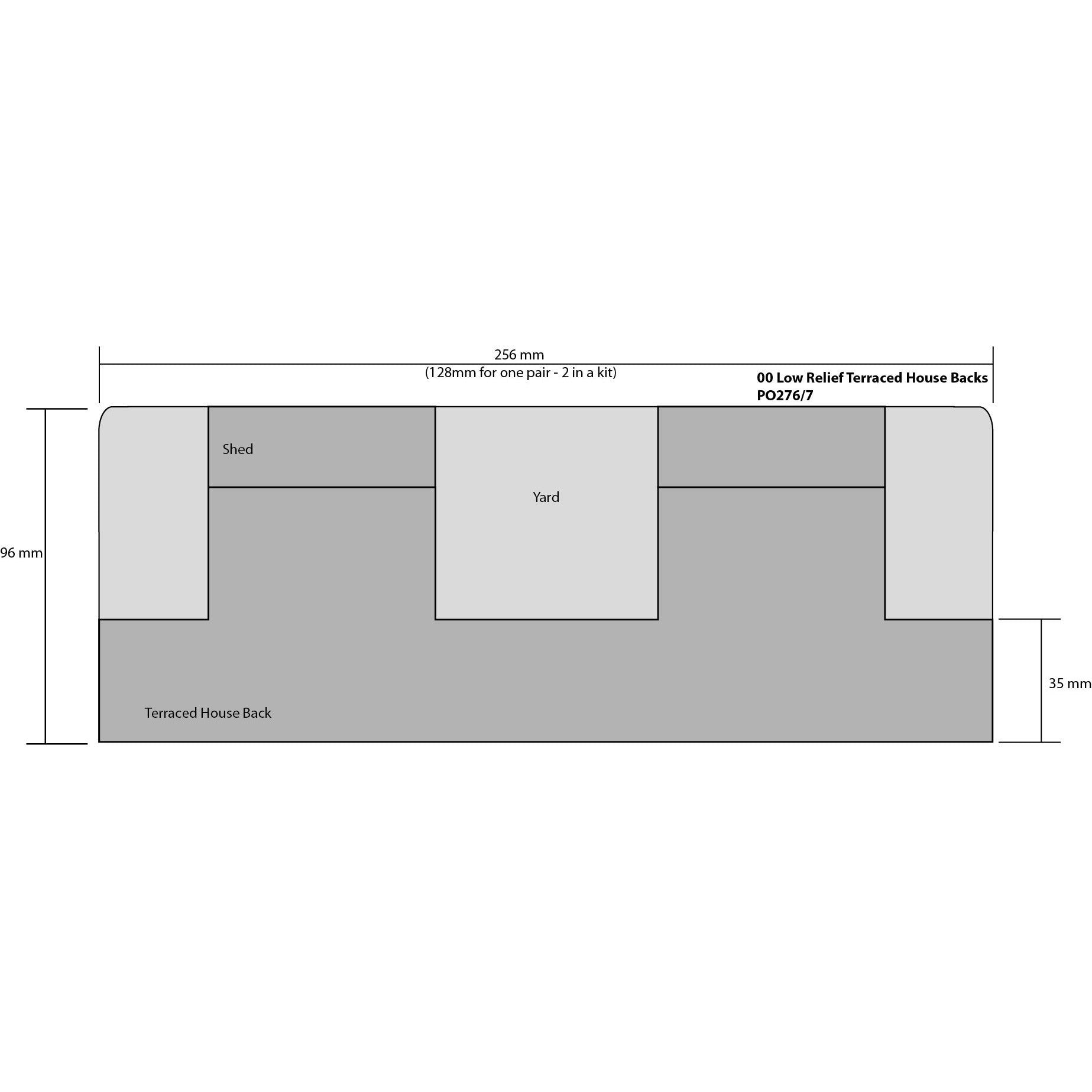 METCALFE OO/HO Low Relief Terraced House Backs Red Brick