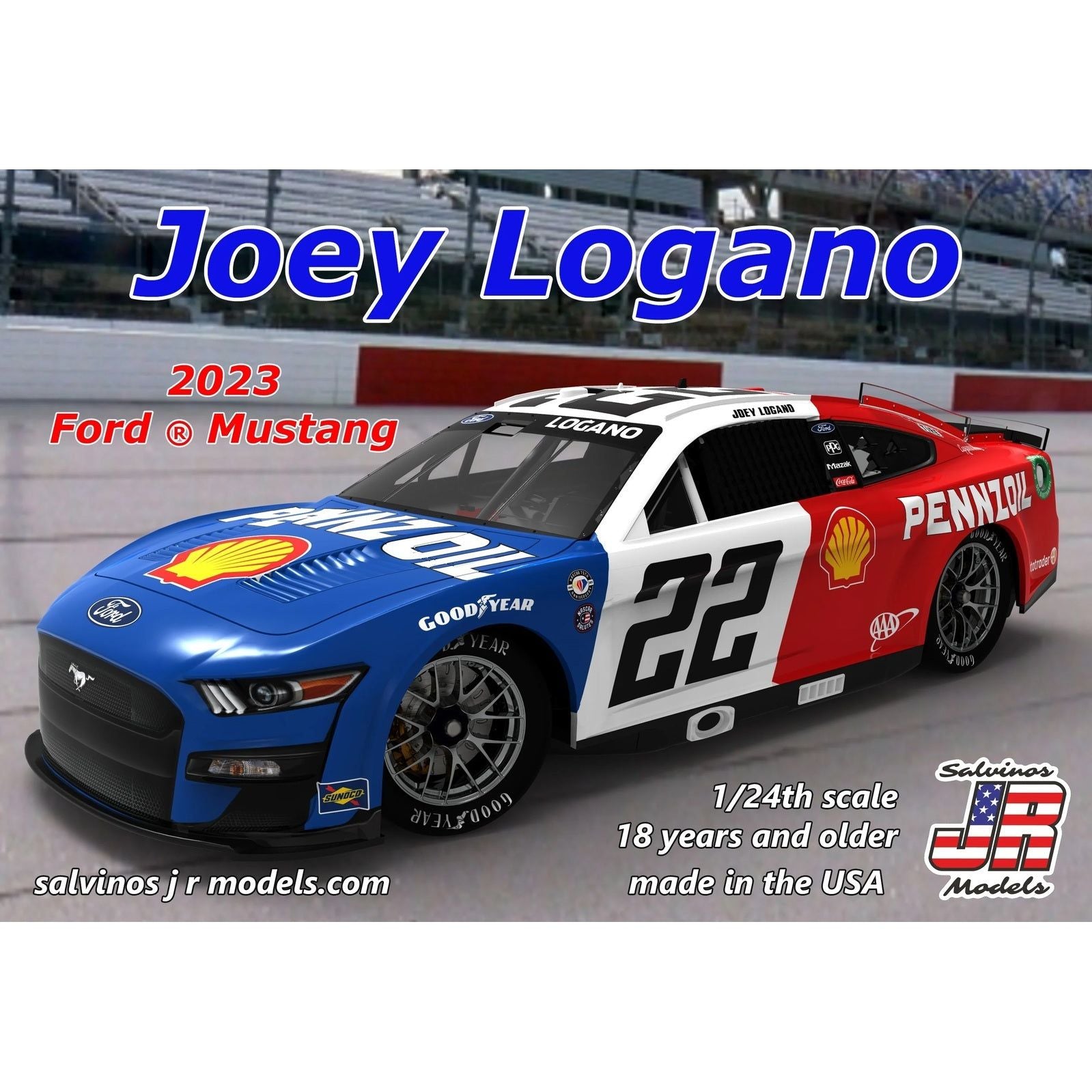 SALVINOS JR 1/24 Team Penske 2023 Joey Logano Ford Mustang "Throwback" Plastic Model Kit