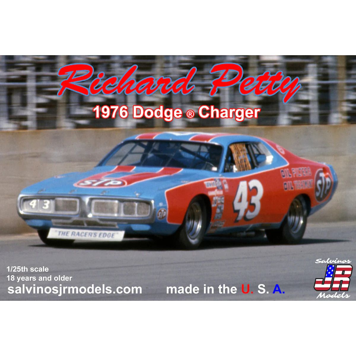 SALVINOS JR 1/24 Richard Petty 1976 Dodge Charger with Vinyl Wrap Decals Plastic Model Kit