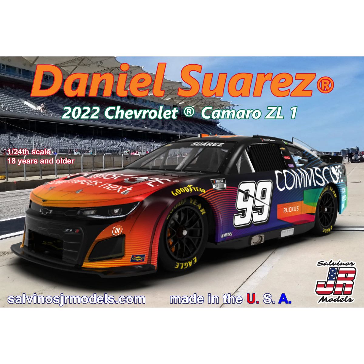 SALVINOS JR 1/24 Trackhouse Racing Daniel Suarez 2022 Camaro Plastic Model Kit