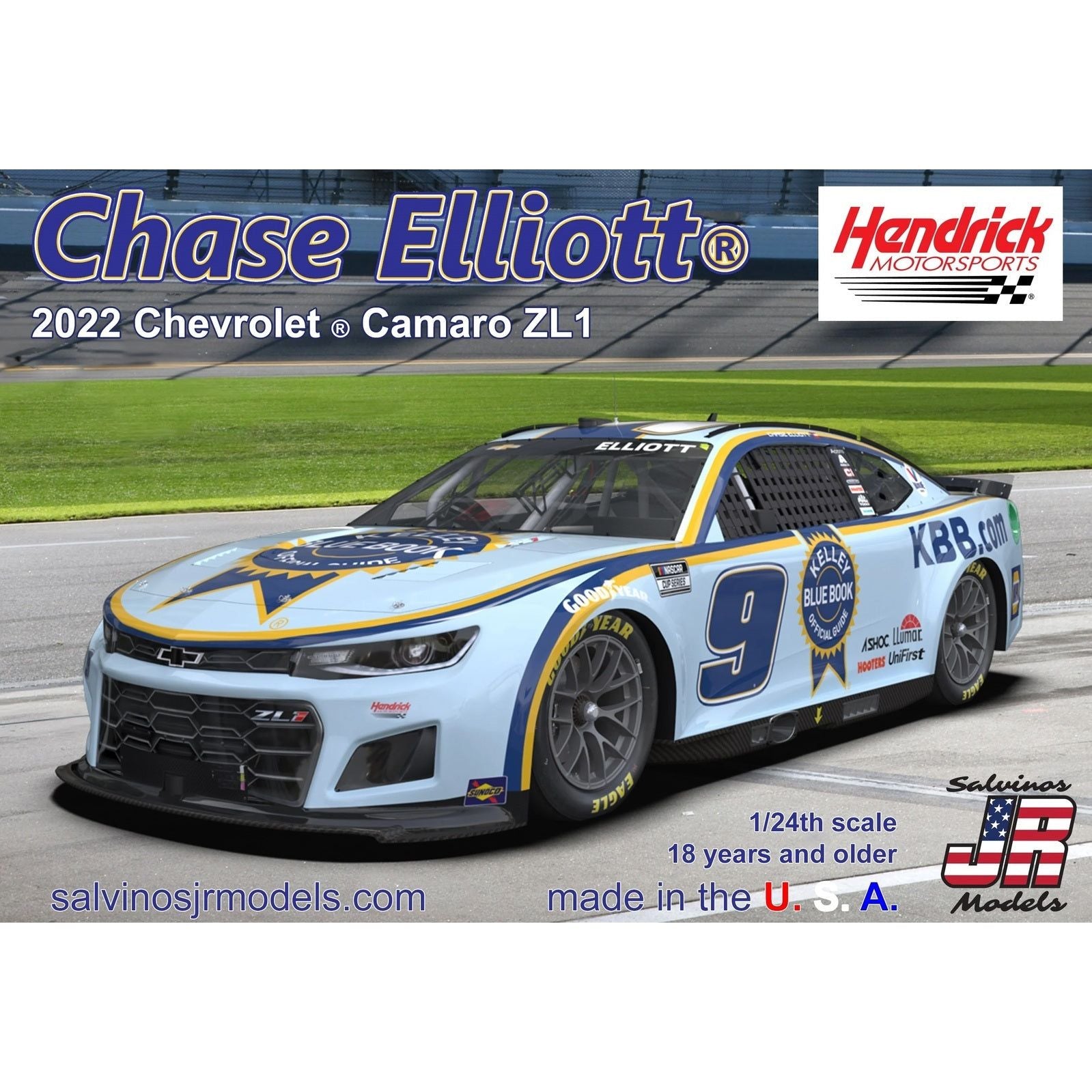 SALVINOS JR  1/24 Chase Elliot No.9 Kelly Blue Book 2022 Next Gen Chevrolet Camaro Hendrick Motorsports [37469]