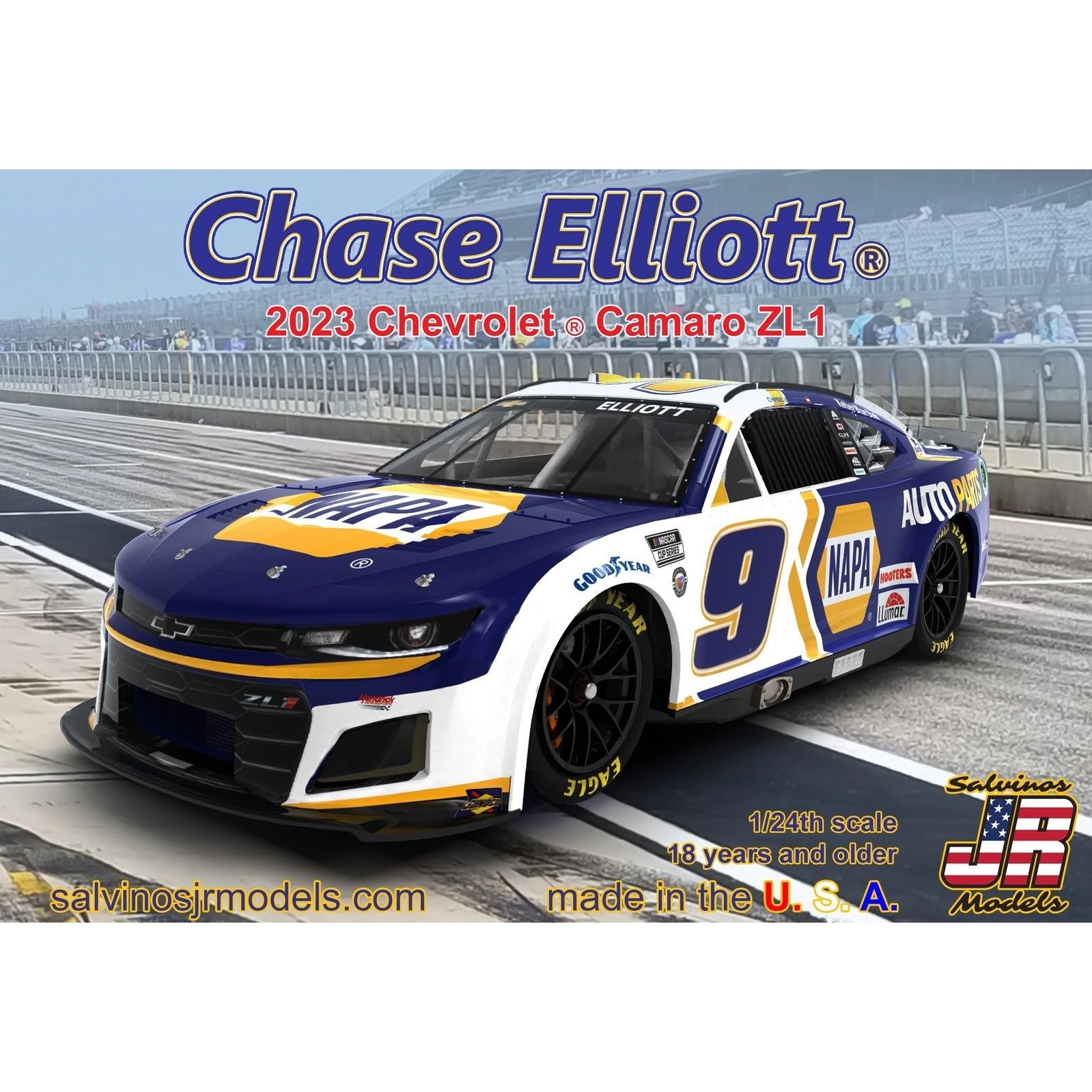 SALVINOS JR 1/24 2023 Chase Elliott Chevrolet Camaro - Primary Napa Paint Scheme Plastic Model Kit