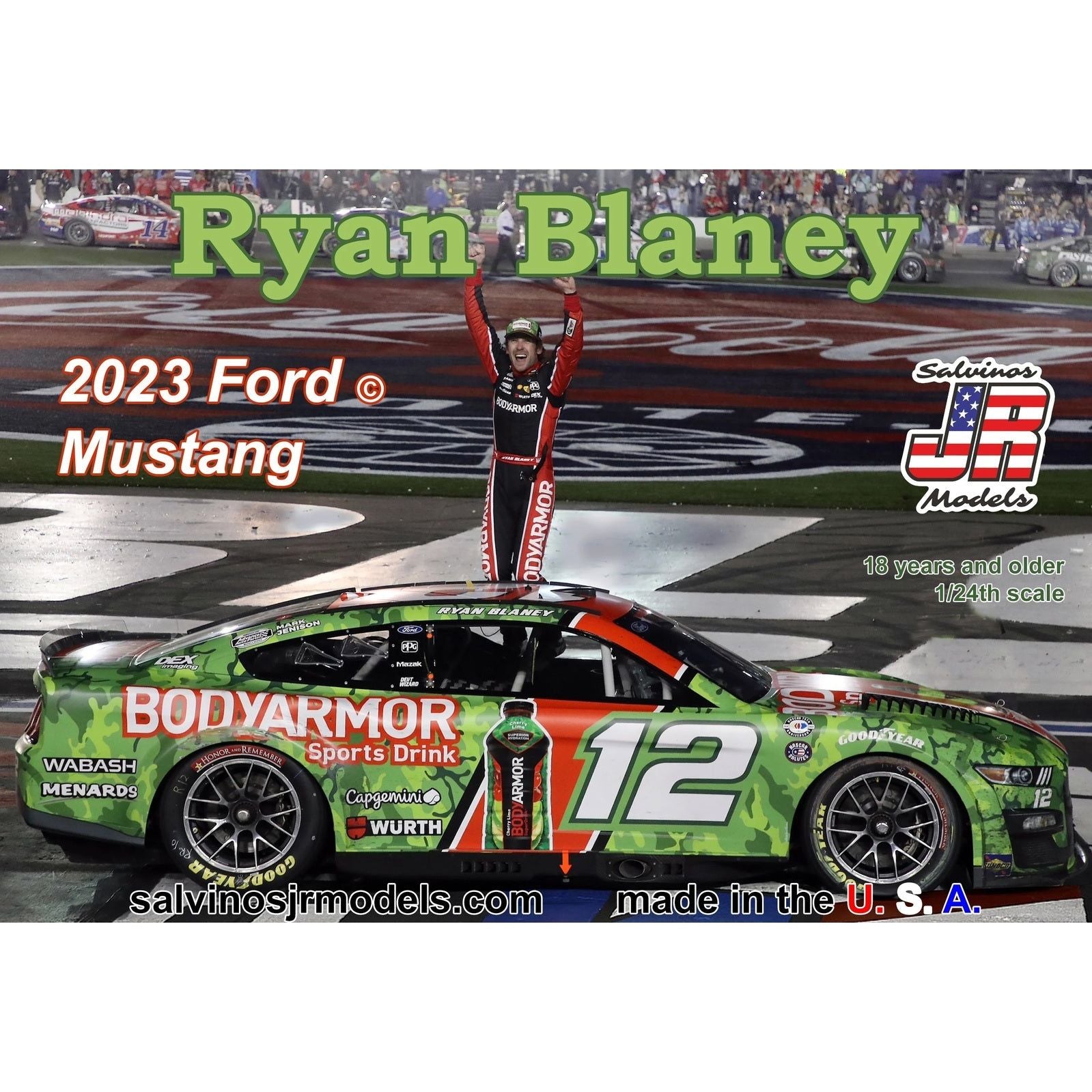 SALVINOS JR 1/24 Team Penske 2023 Ryan Blaney Ford Mustang "600 Winner" Plastic Model Kit