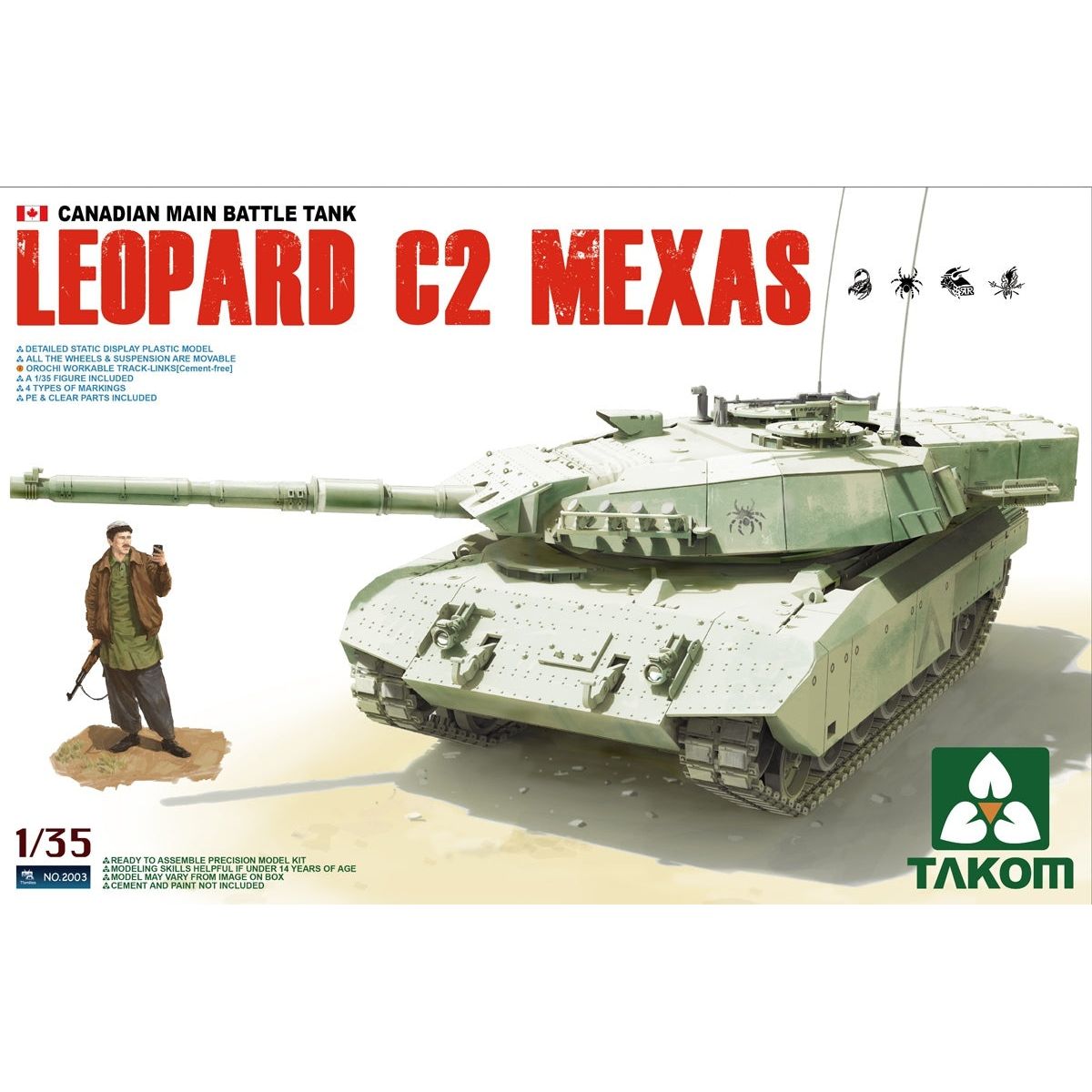 Takom 1/35 Canadian MBT Leopard C2 MEXAS (Proto Version) Plastic Model Kit