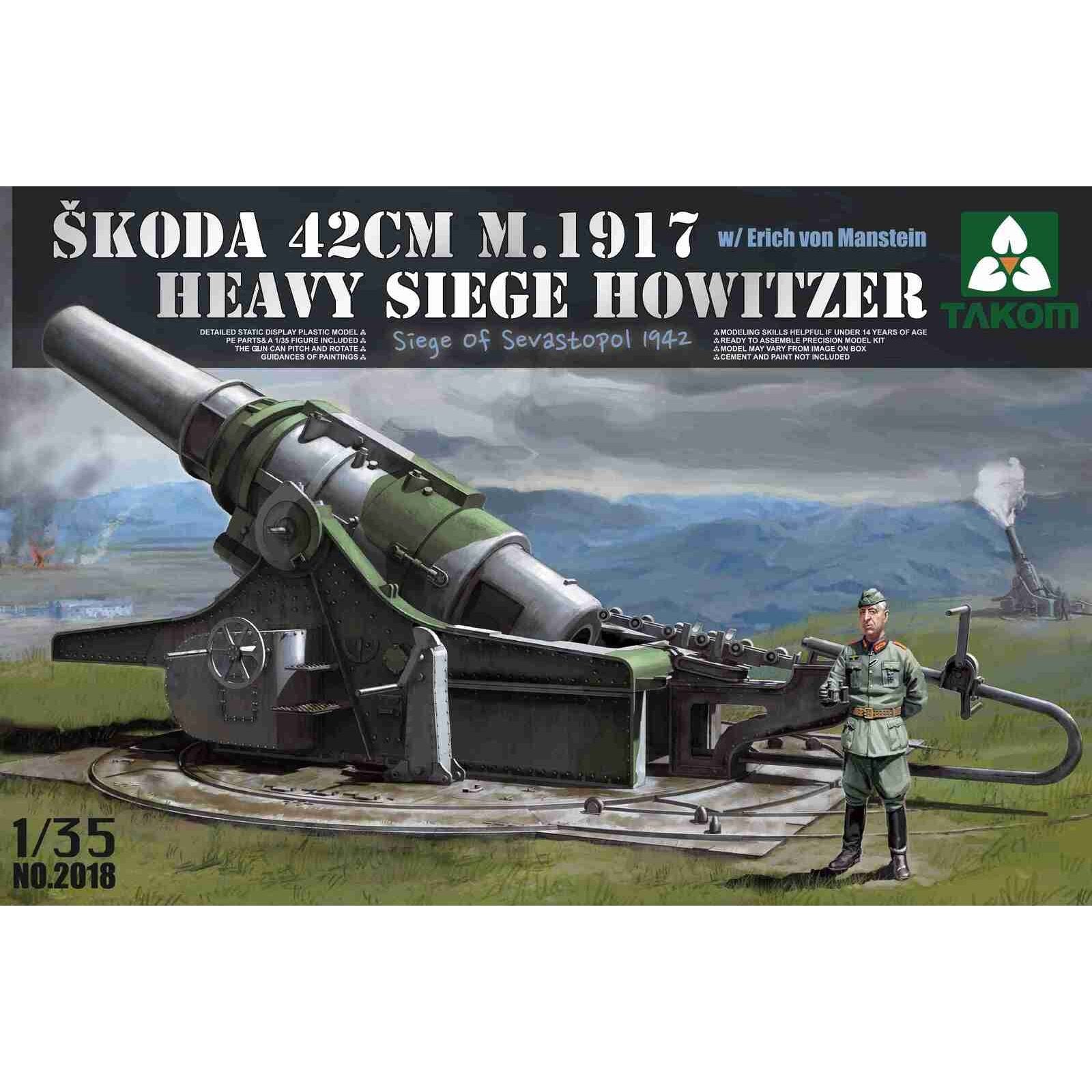 Takom 1/35 SÌŒkoda 42cm M.1917 Heavy Siege Howitzer with Erich von Manstein Plastic Model Kit [2018]