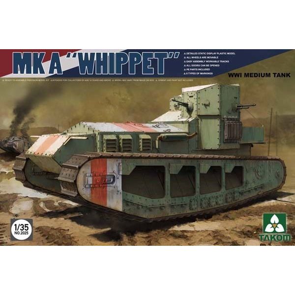 TAKOM 1/35 WWI Medium Tank Mk A Whippet Tank Plastic Model Kit