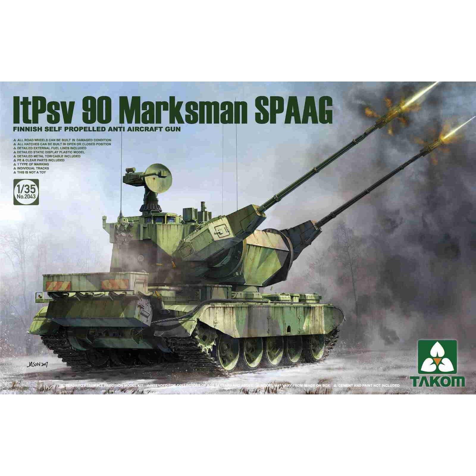 Takom 1/35 Finnish Self Propelled Anti Aircraft Gun ItPsv 90 Marksman SPAAG Plastic Model Kit