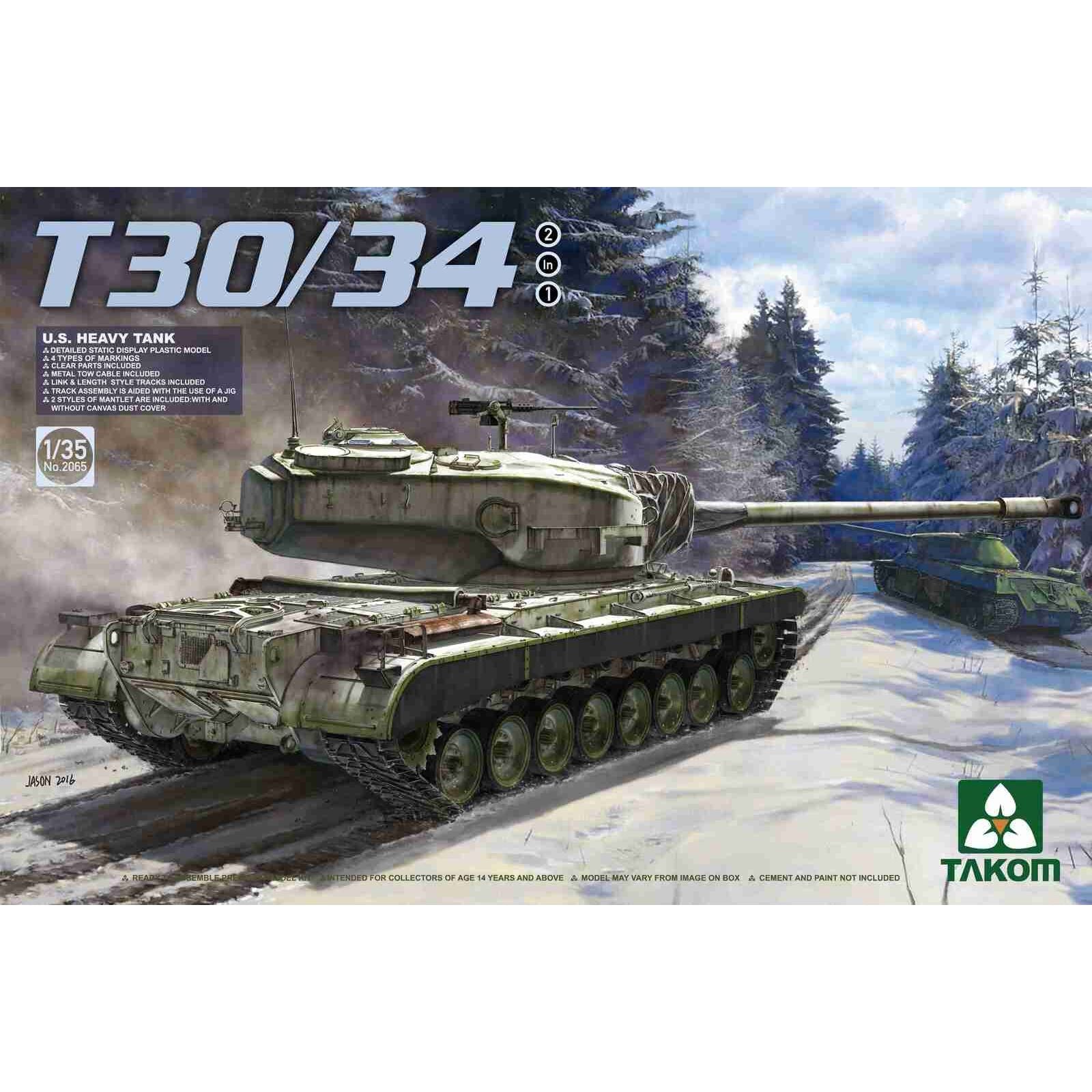 Takom 1/35 U.S. Heavy Tank T30/34 2 in 1 Plastic Model Kit