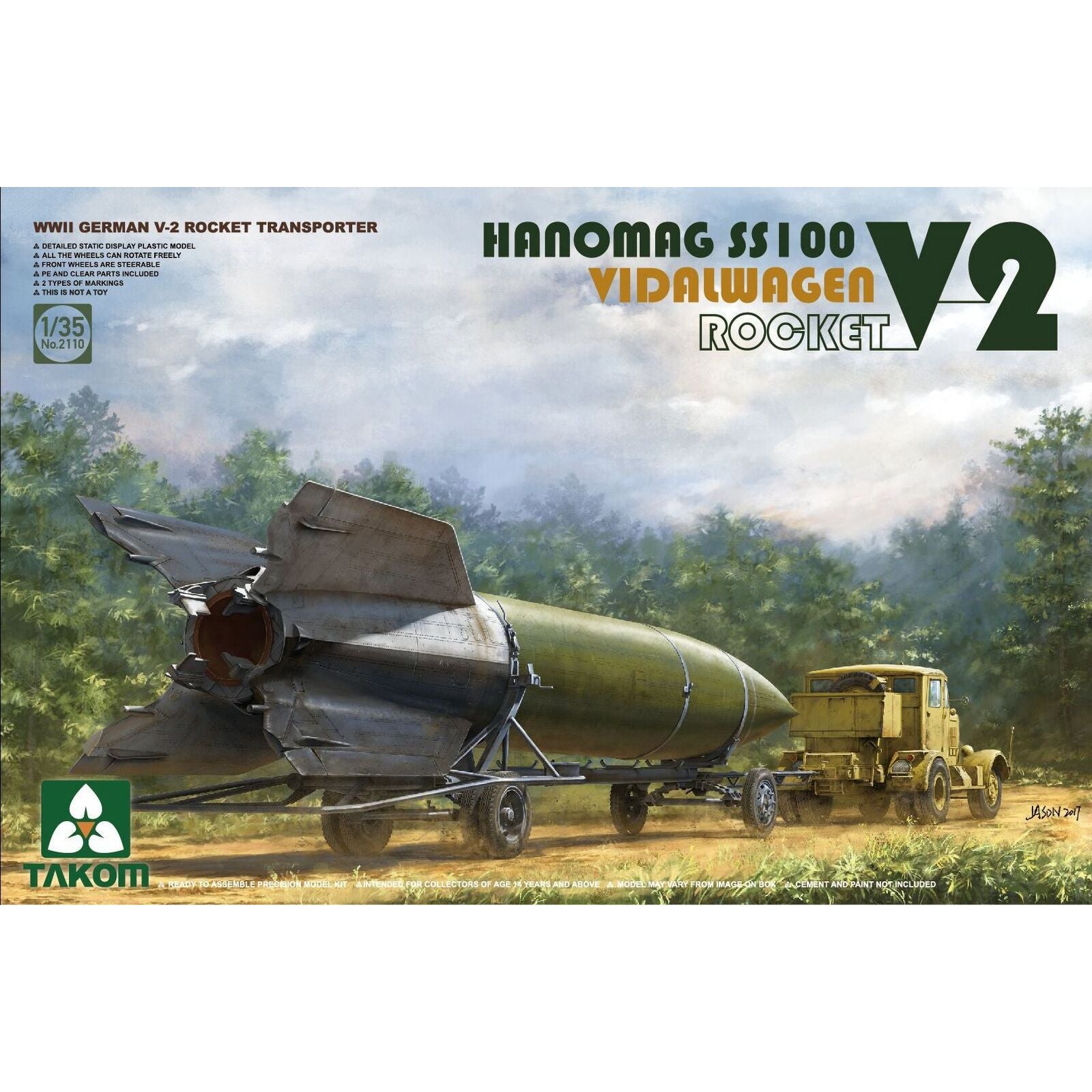 Takom 1/35 V-2 Rocket Vidalwagen Hanomag SS100 Plastic Model Kit [2110]