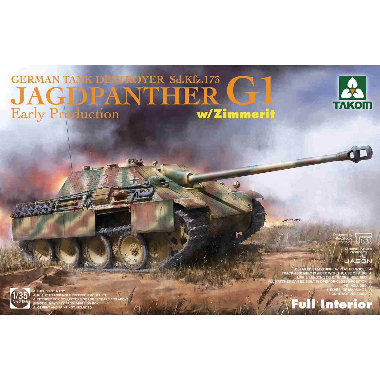 Takom 1/35 Jagdpanther G1 early pr. German Tank Destroyer Sd.Kfz.173 w/ Zimmerit/full interior