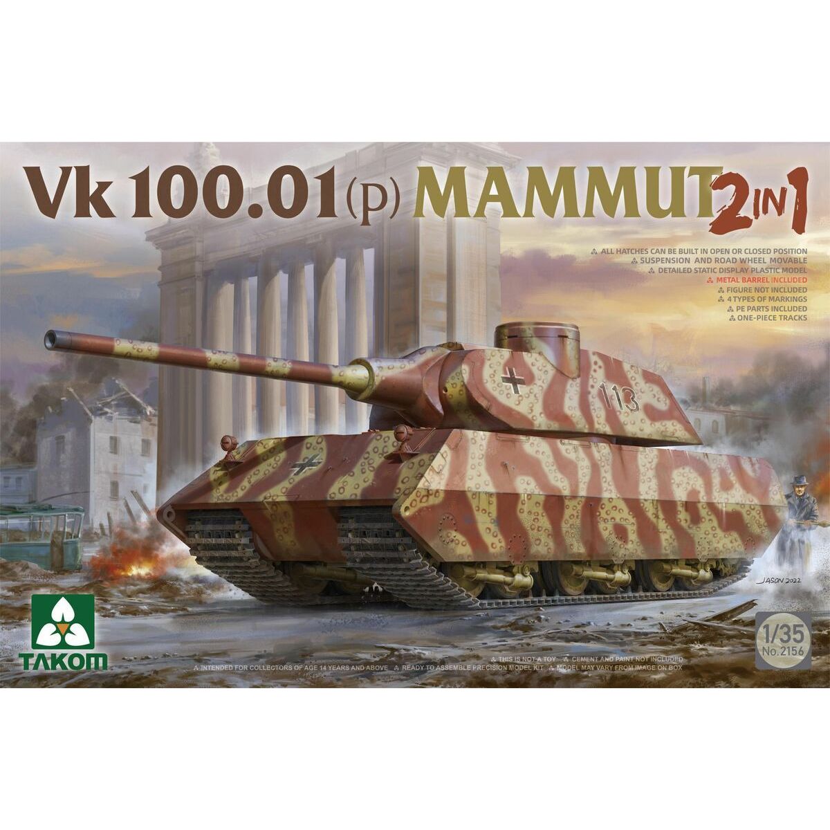 Takom 1/35 Vk 100.01(p) MAMMUT 2 in 1 Plastic Model Kit [2156]