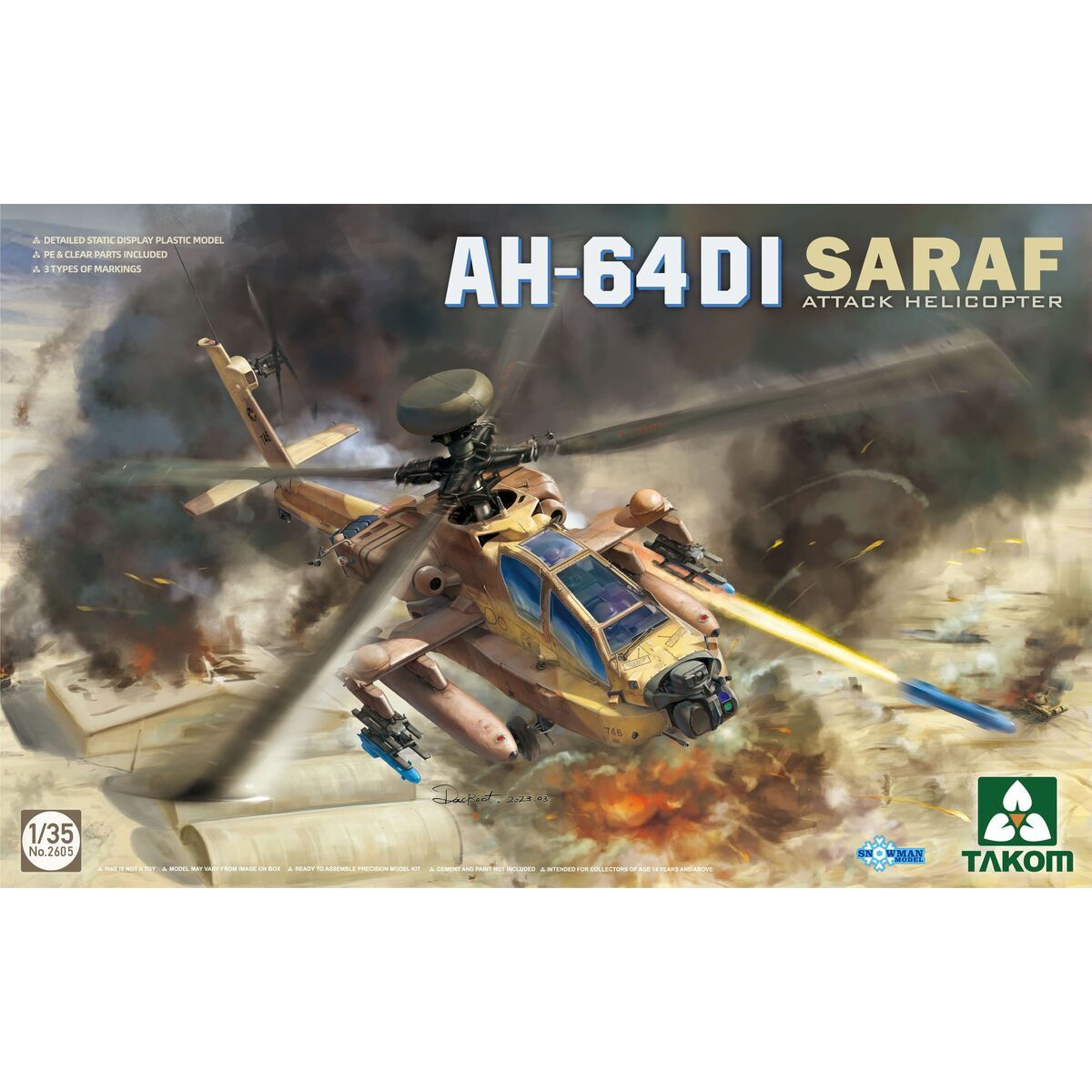 Takom 1/35 AH-64DI Saraf Attack Helicopter Plastic Model Kit