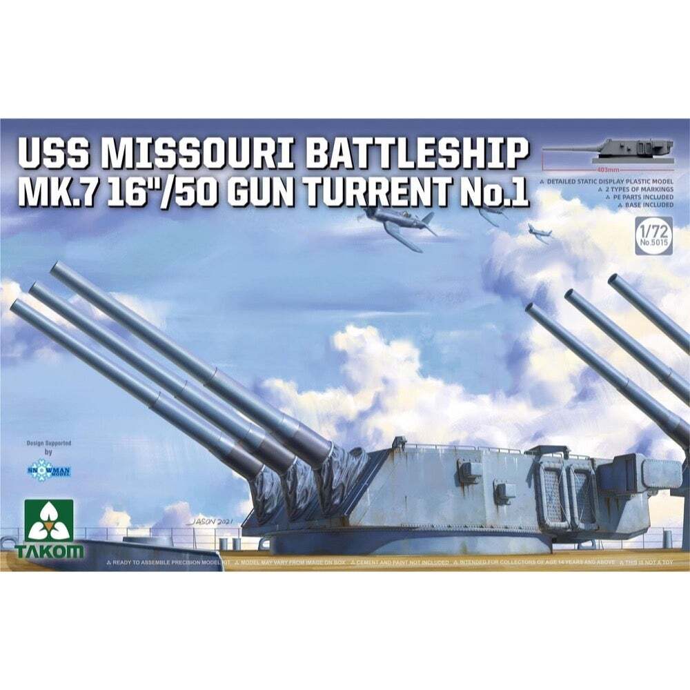 Takom 1/72 USS Missouri Battleship MK.7 16''/50 Gun Turret No.1 Plastic Model Kit