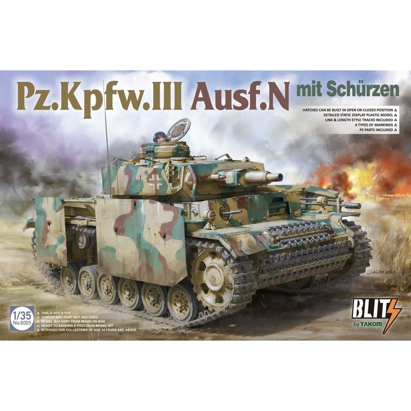 Takom 1/35 Pz.Kpfw.III Ausf.N mit SchÃ¼rzen Plastic Model Kit