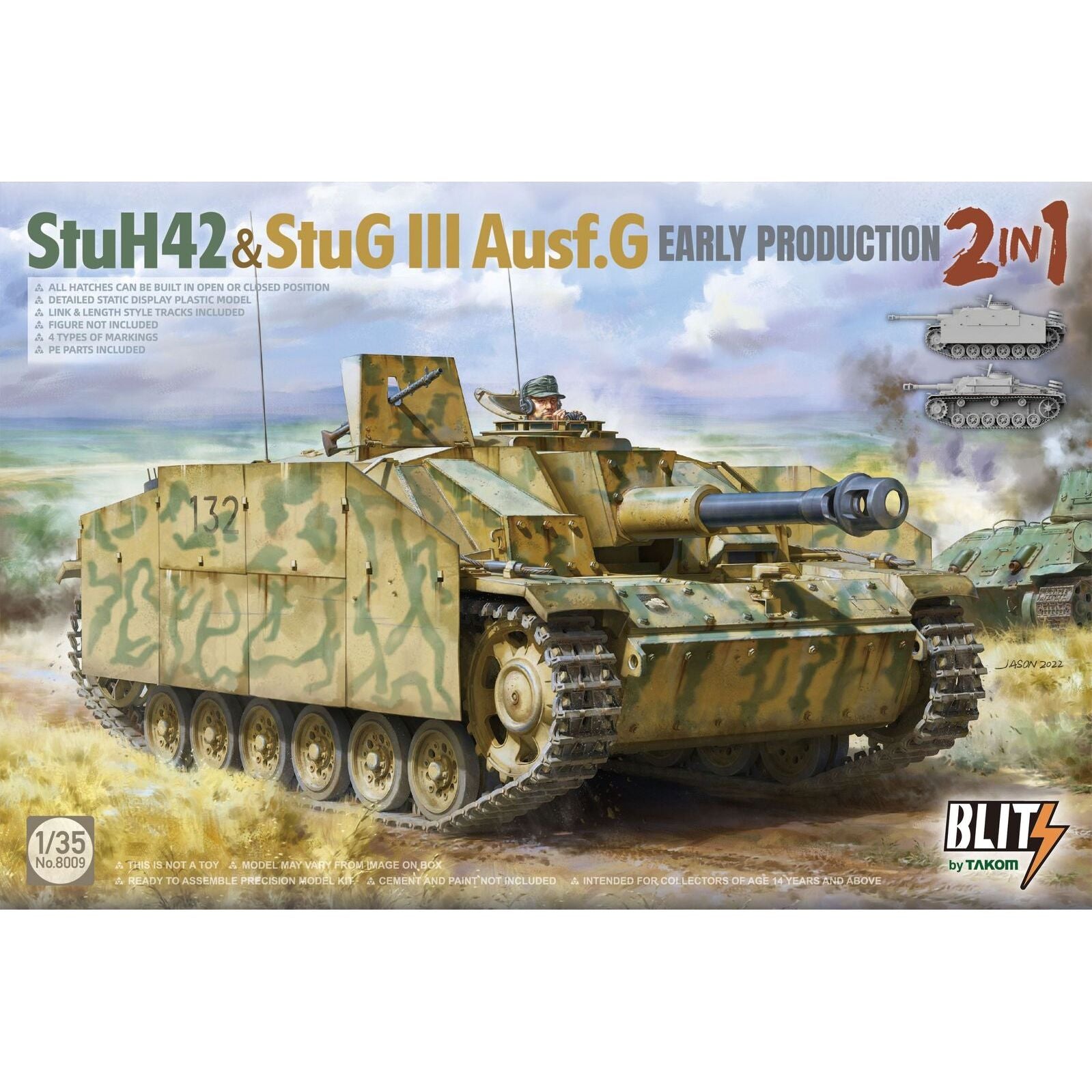 Takom 1/35 StuH 42 & StuG III Ausf.G Early Production 2 in 1 Plastic Model Kit [8009]