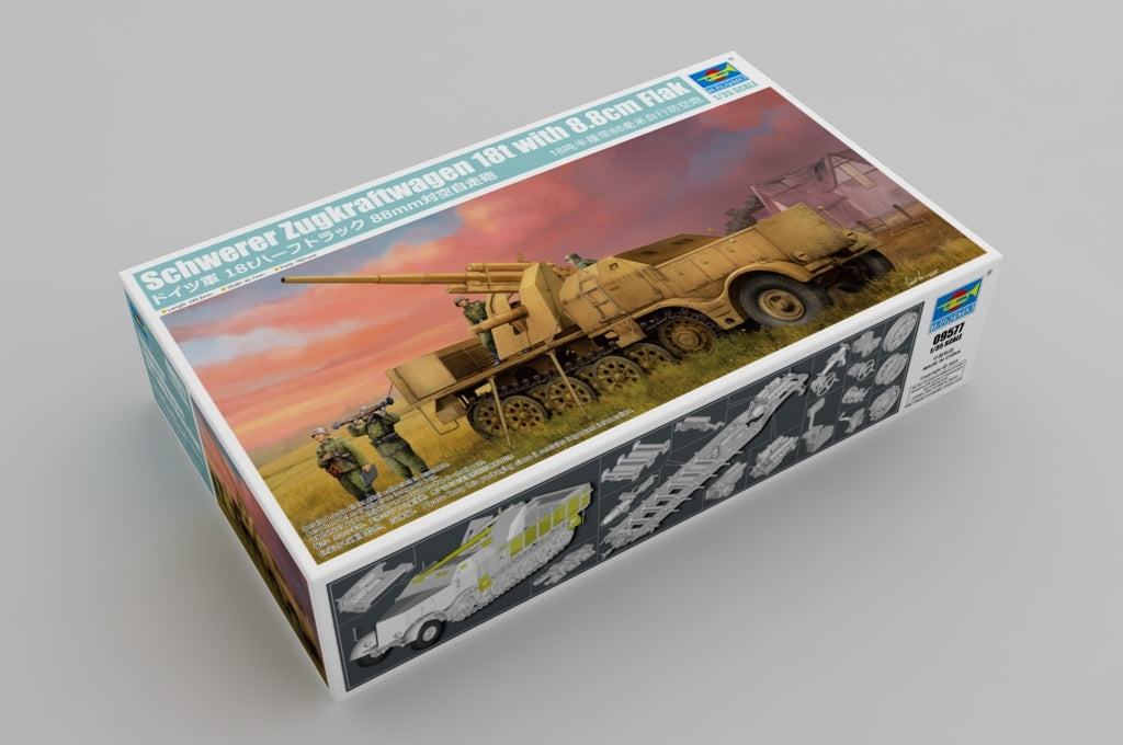 Trumpeter 1/35 Schwerer Zugkraftwagen 18 t with 8.8 cm Flak Plastic Model Kit [09577]