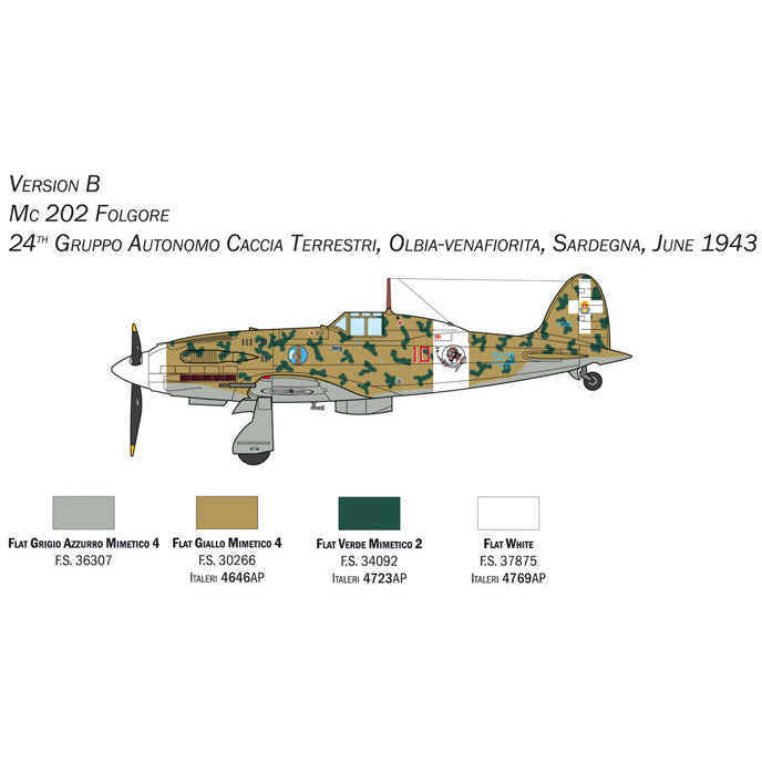 ITALERI 1/72 MC.202 Folgore with Super Decal Sheet