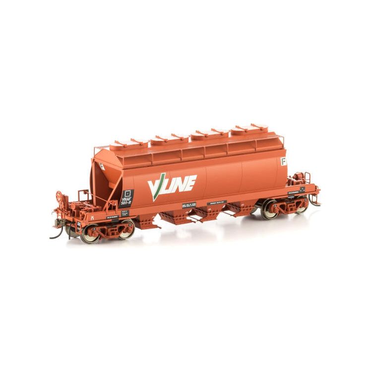 AUSCISION HO VHAF Phosphate Hopper, Wagon Red with V/Line Logos - 4 Car Pack