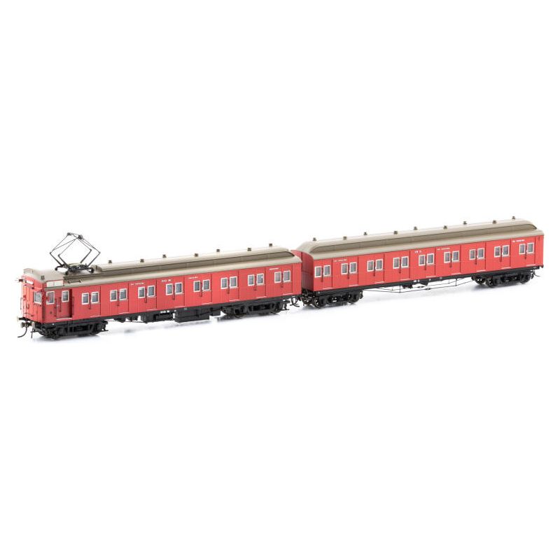 AUSCISION HO Tait VR Carriage Red with Spoked Wheels (7 Car Set)