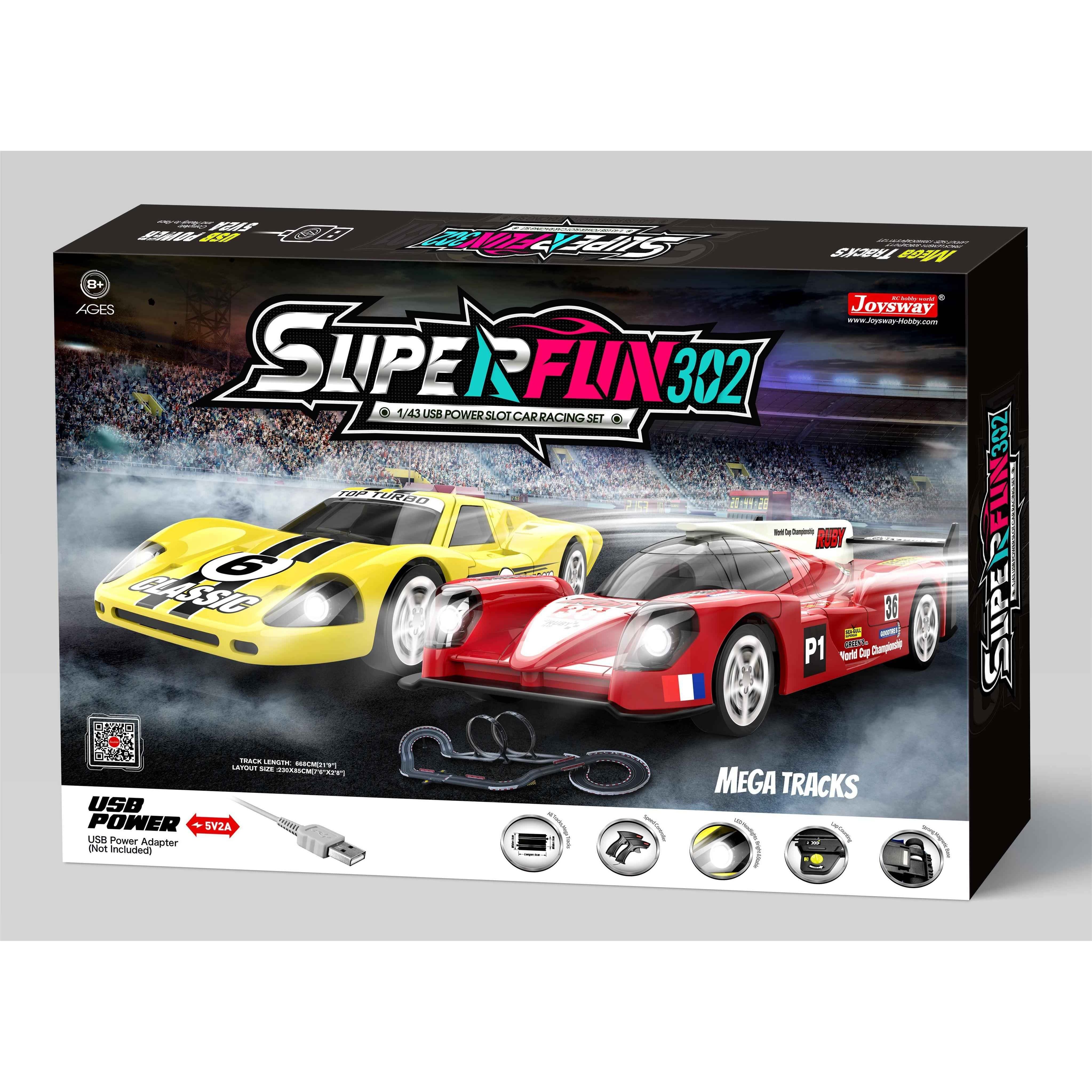 JOYSWAY SuperFun 302 USB Power Slot Car Racing Set