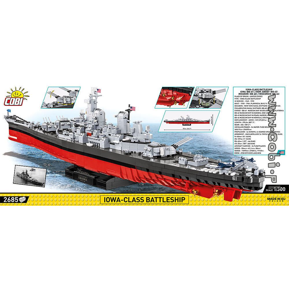 COBI World War II - Iowa-Class Battleship 4 in 1 (2685 Pieces)