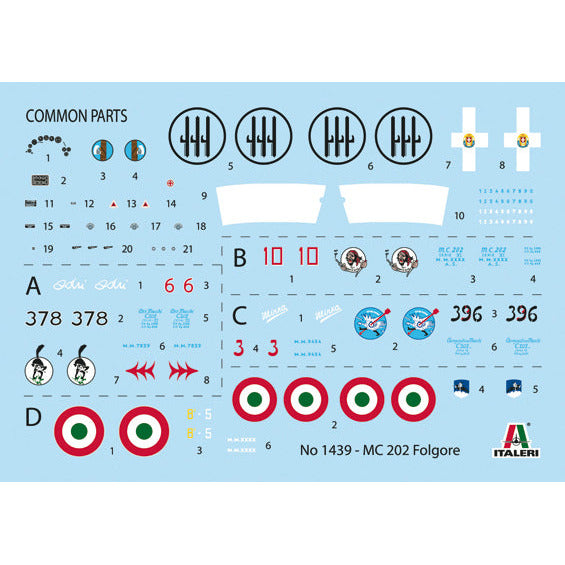 ITALERI 1/72 MC.202 Folgore with Super Decal Sheet