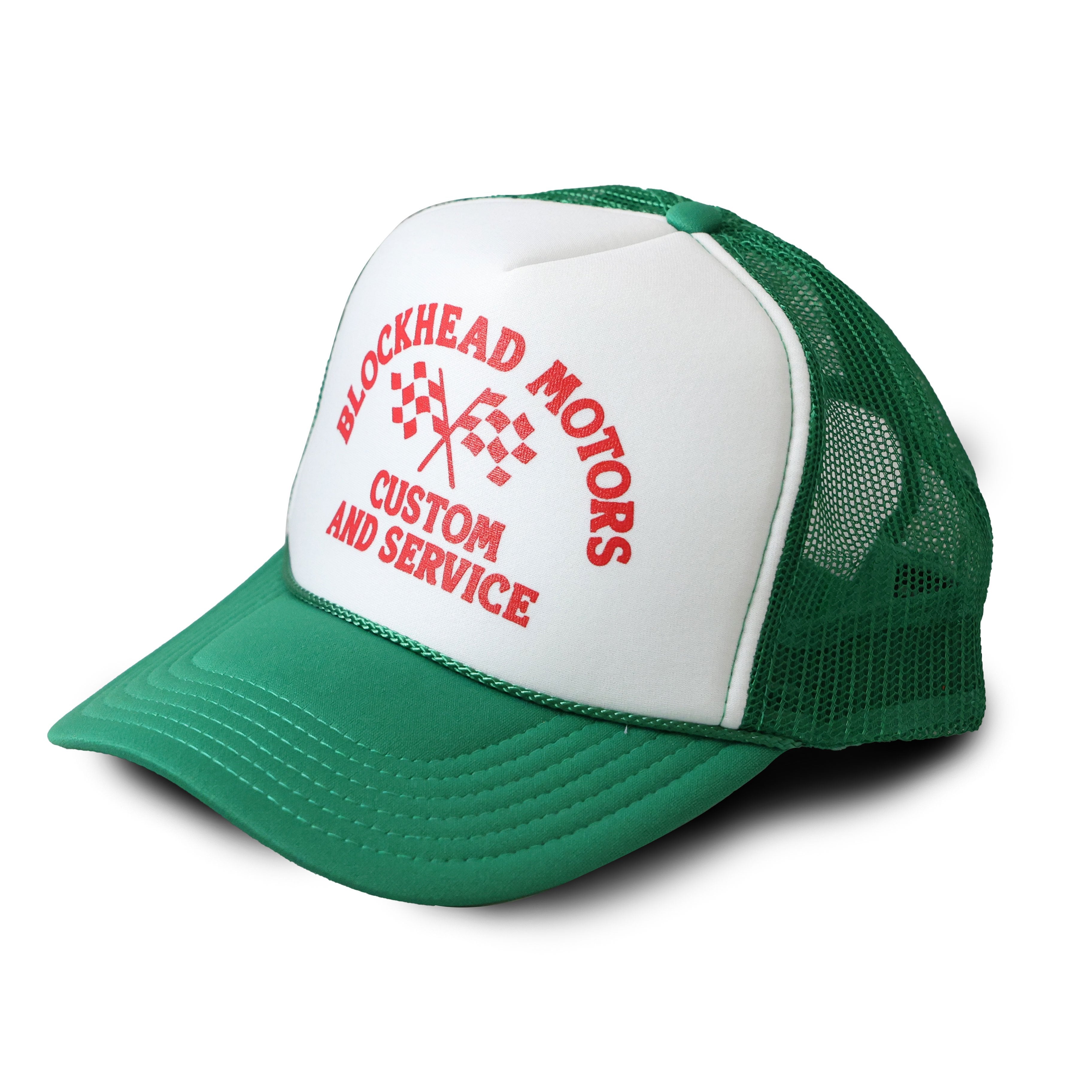 BLOCKHEAD MOTORS Old School Mesh Cap [White x Green]