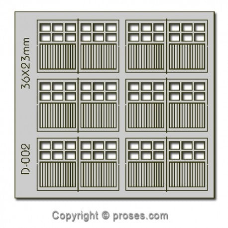 PROSES 6 pcs 36X23mm 6 Lite Dbl Unit Garage Doors HO/OO