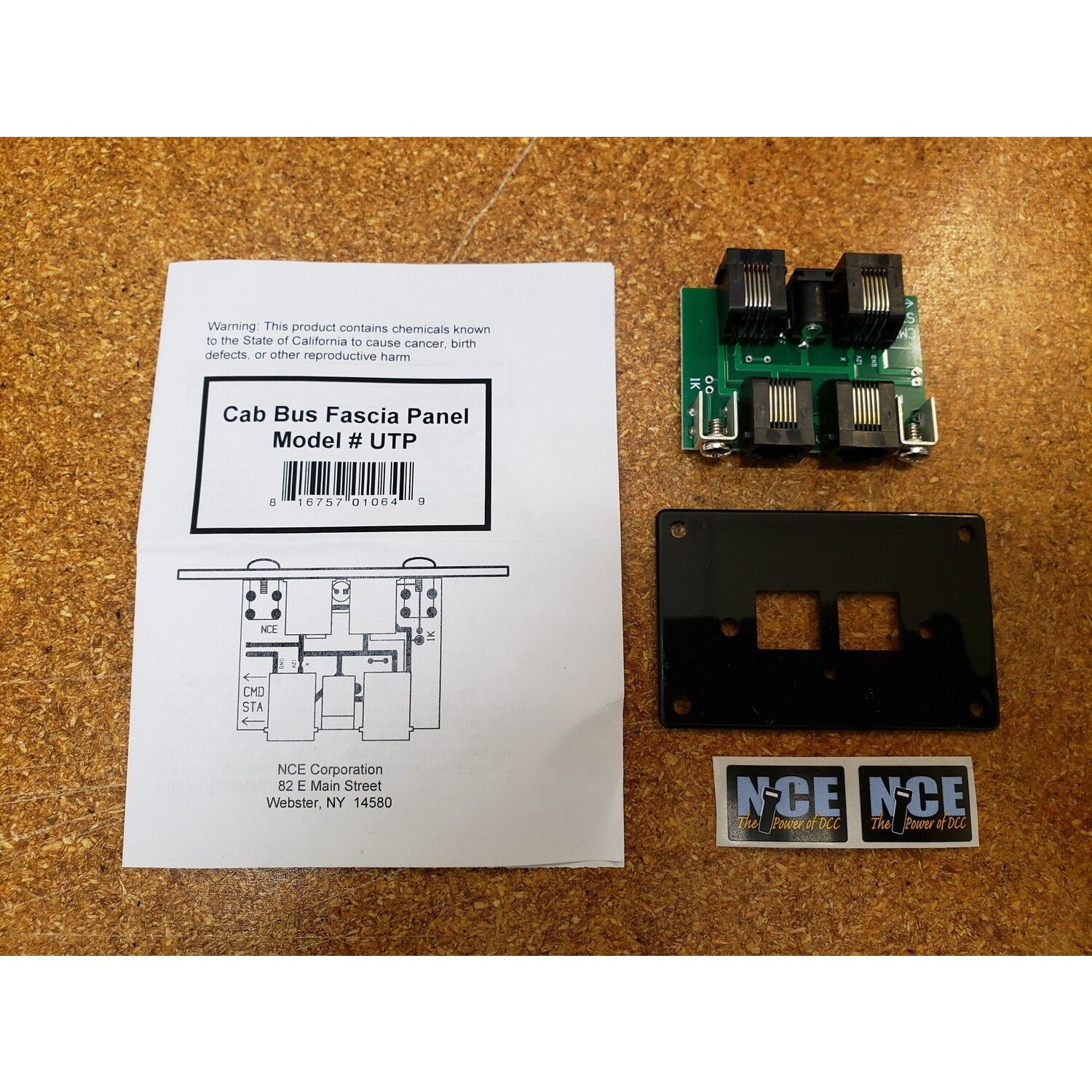 NCE UTP Panel, Cab Bus Fascia Panel w/RJ12 p