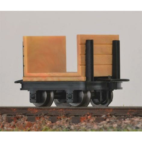 MINITRAINS OO9 4 Pulpwood Trucks, 2 with and 2 w/o Brake