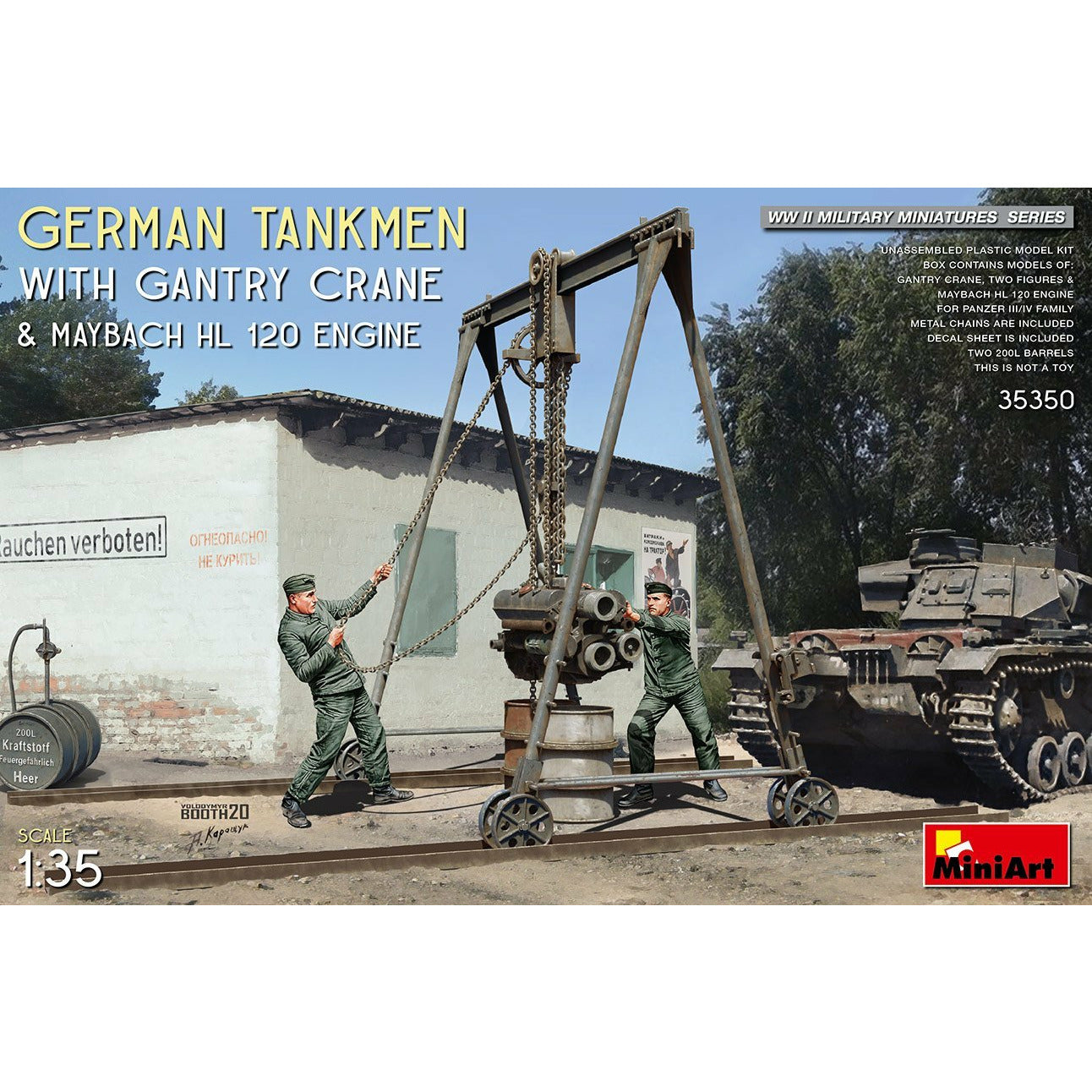 MINIART 1/35 German Tankmen with Gantry Crane & Maybach HL 120 Engine