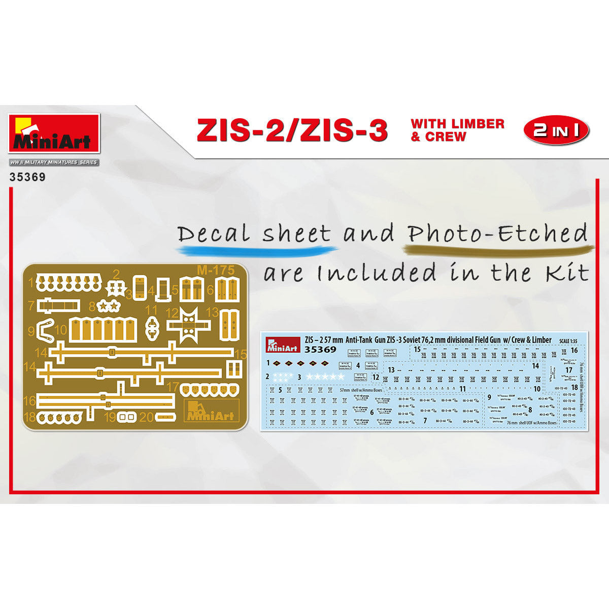 MINIART 1/35 ZIS-2/ZIS-3 with Limber & Crew 2 in 1