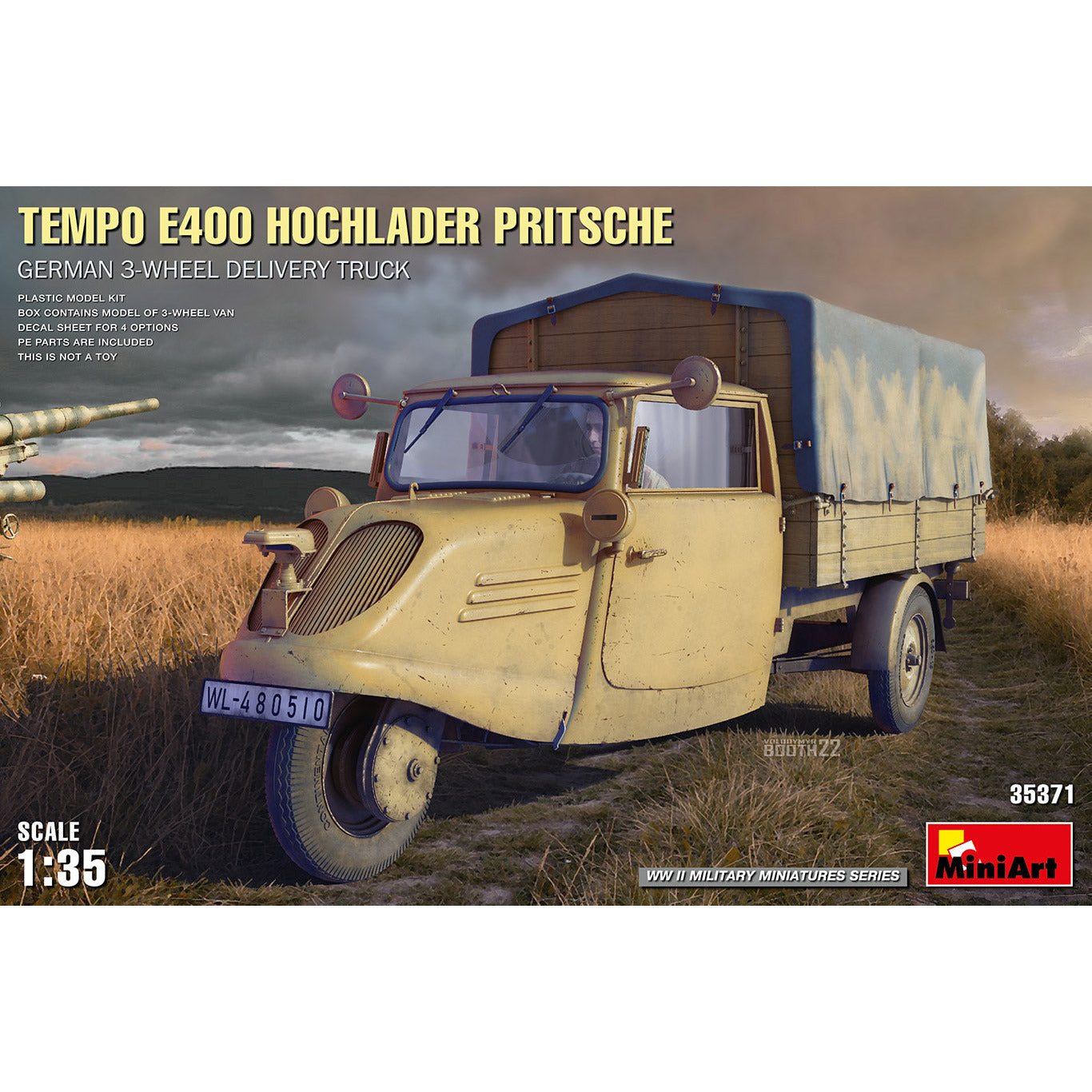 MINIART 1/35 Tempo E400 Hochlader Pritsche German 3-Wheel Delivery Truck