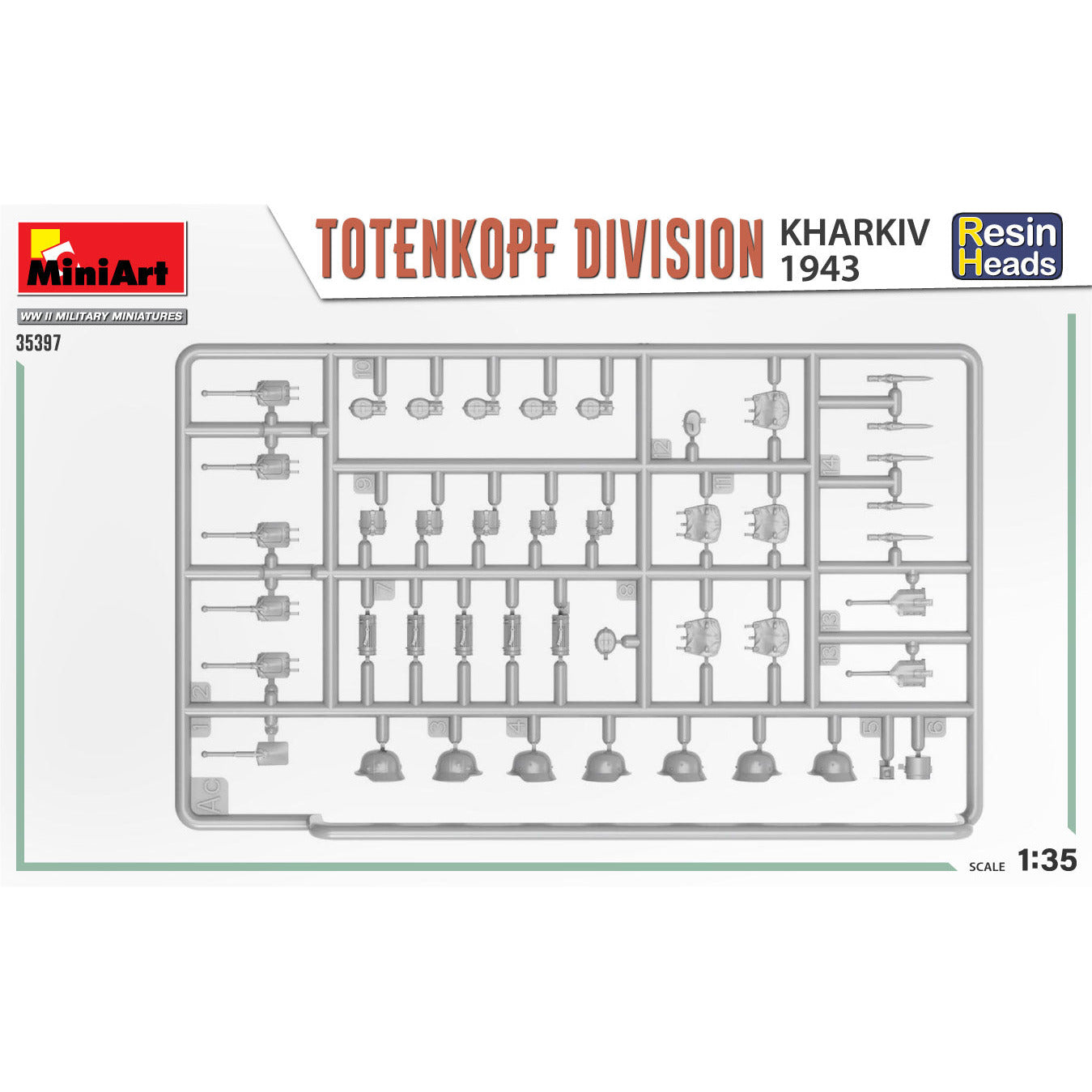 MINIART 1/35 Totenkopf Division. Kharkov 1943. Resin Heads