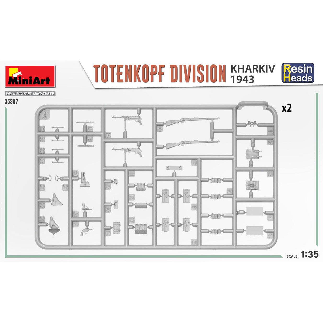 MINIART 1/35 Totenkopf Division. Kharkov 1943. Resin Heads