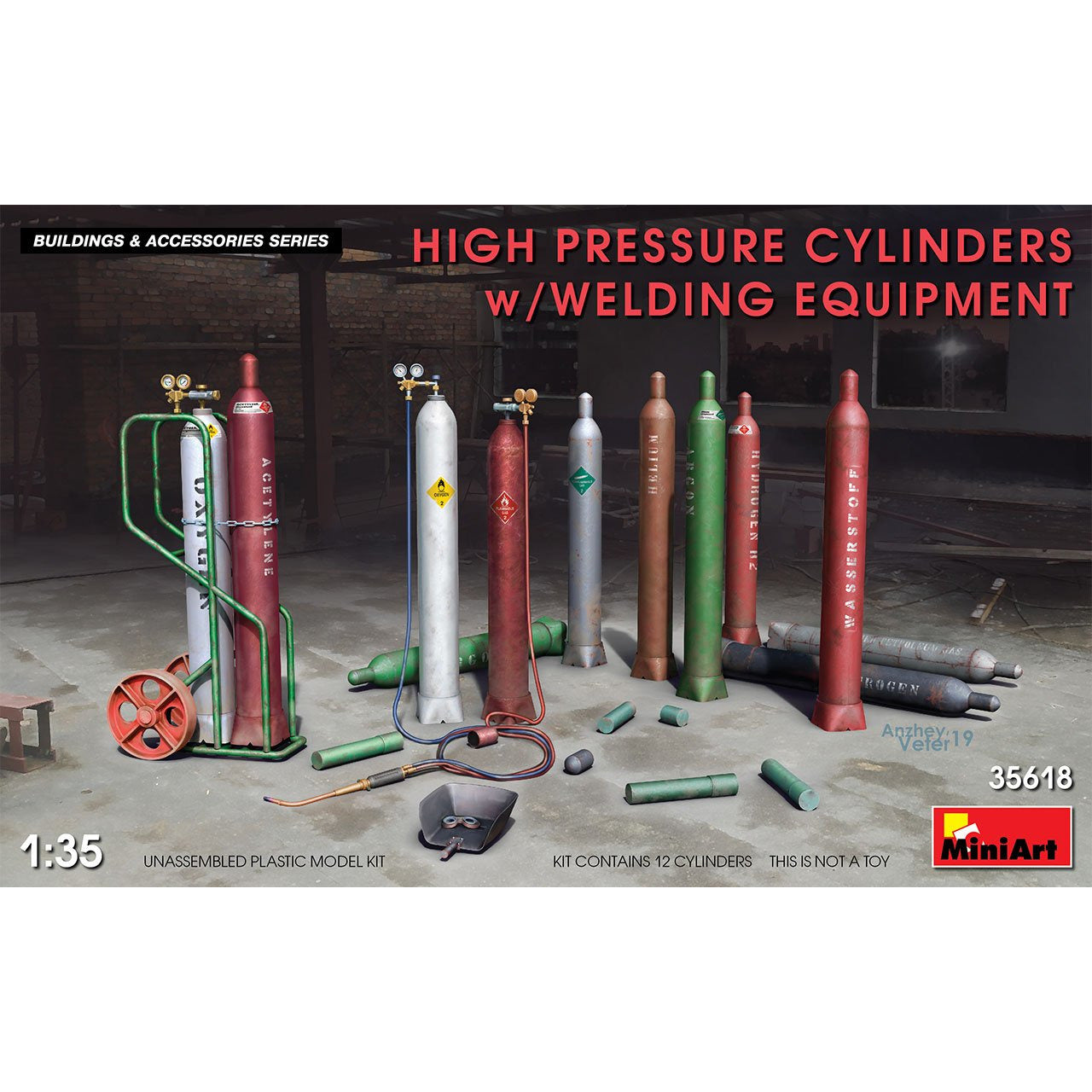 MINIART 1/35 High Pressure Cylinders w/Welding Equipment