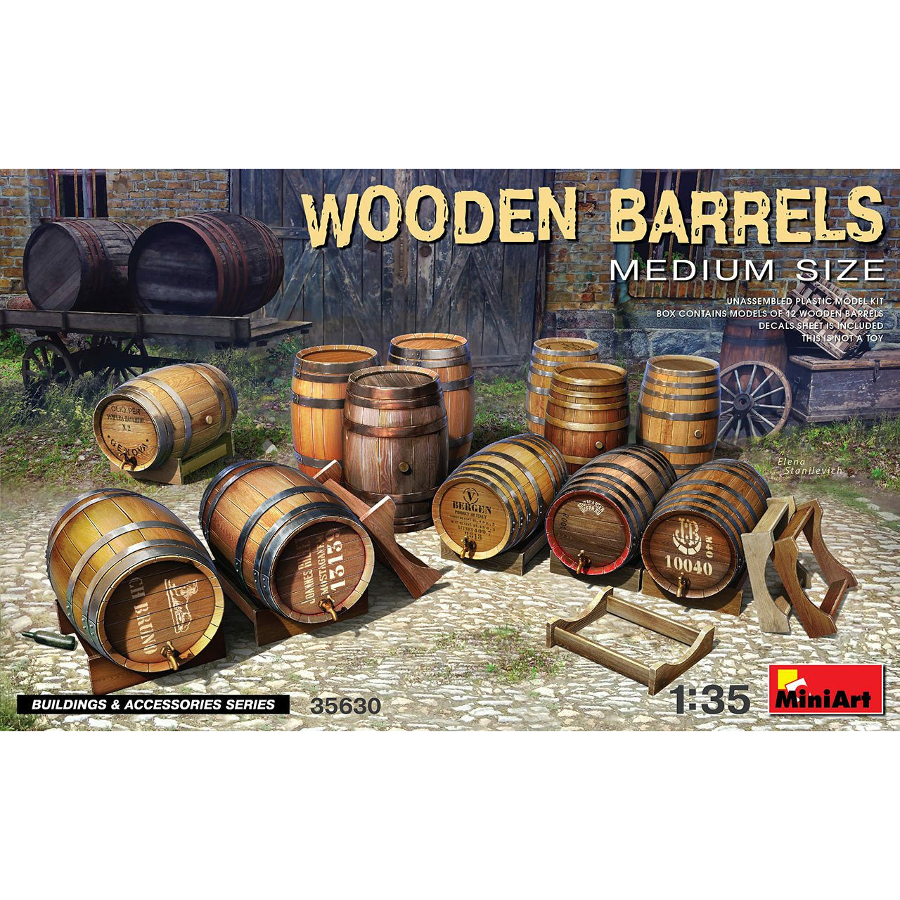 MINIART 1/35 Wooden Barrels. Medium Size