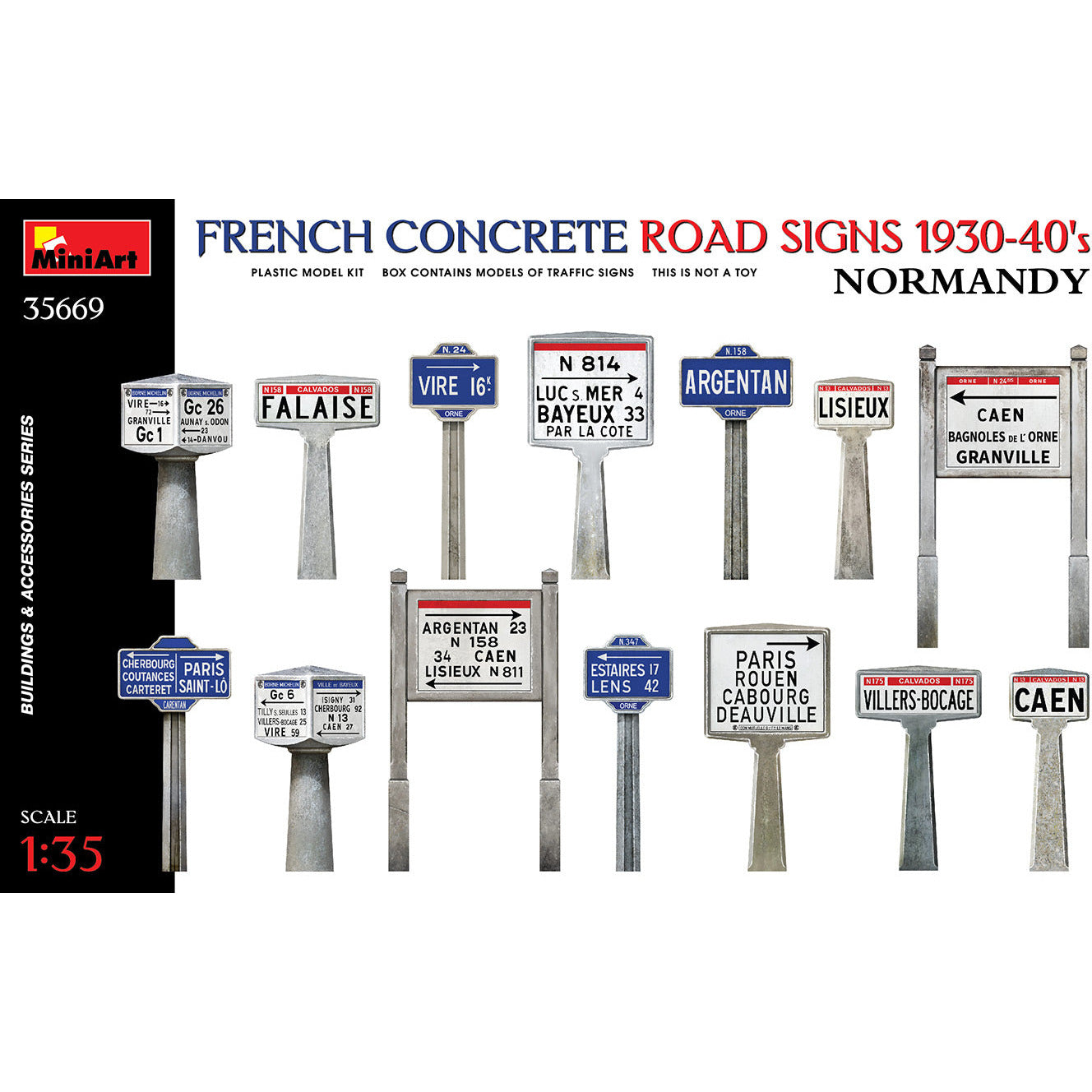 MINIART 1/35 French Concrete Road Signs 1930=40's Normandy