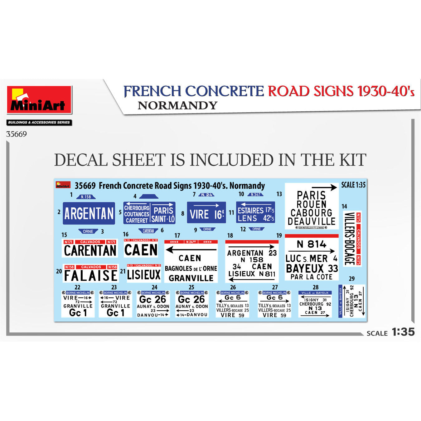 MINIART 1/35 French Concrete Road Signs 1930=40's Normandy