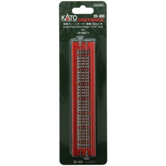 KATO N Unitrack Single Plate Girder Bridge 186mm Red