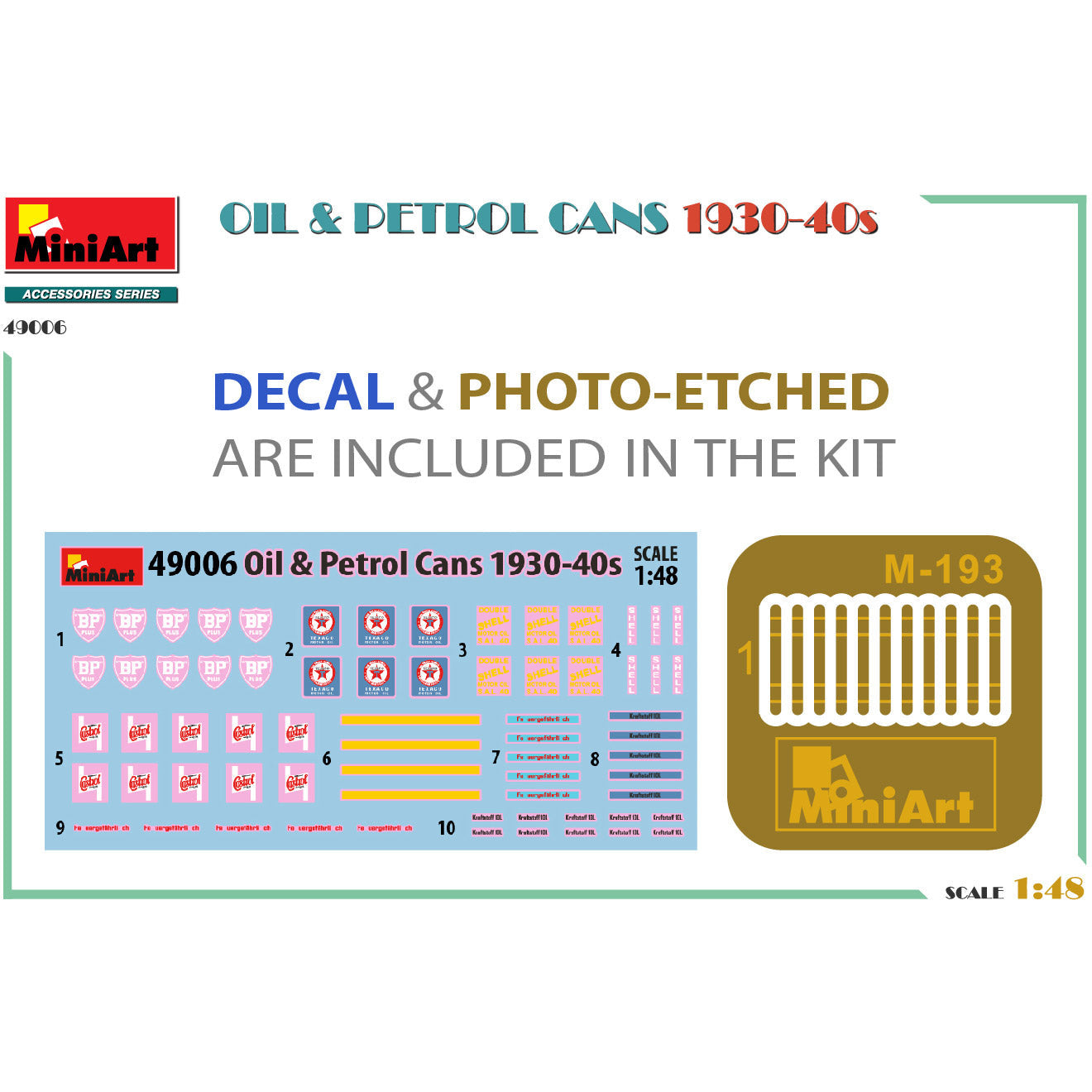 MINIART 1/48 Oil & Petrol Cans 1930-40's